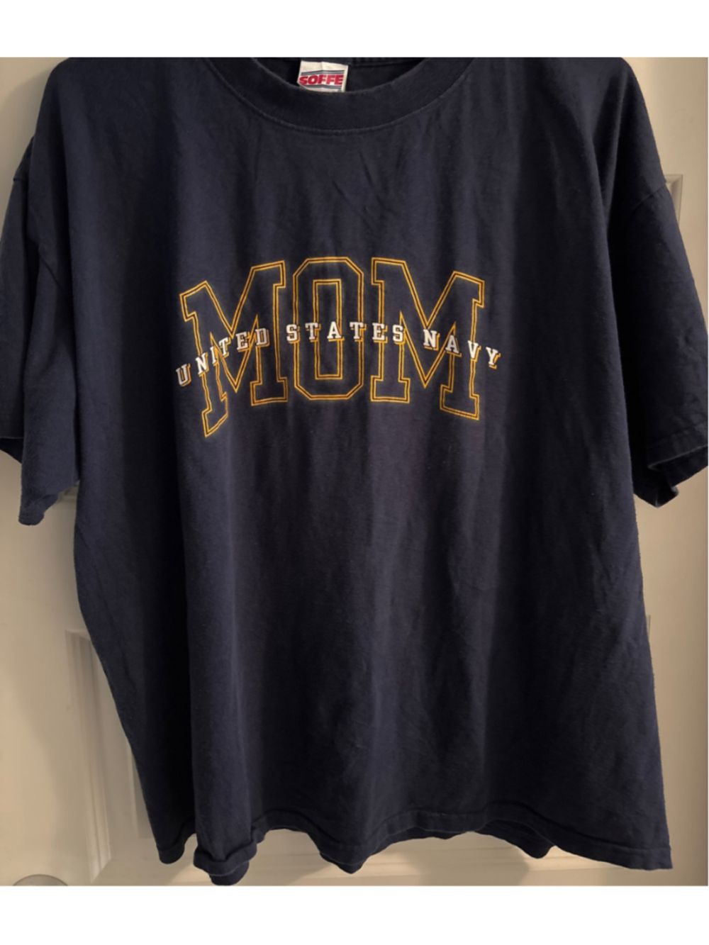Vintage Y2K Soffe US Navy Mom T Shirt Faded Navy Blue Tee XL Early 2000s
